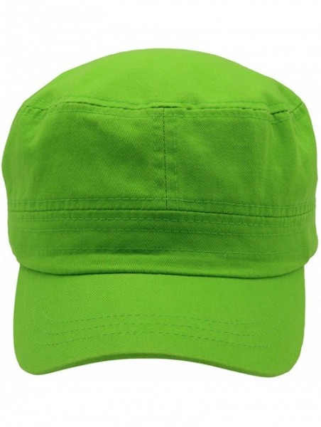 Baseball Caps Cadet Army Cap - Military Cotton Hat - Lime - CU12GW5UV7F $11.54