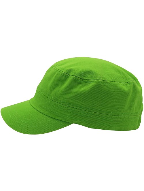 Baseball Caps Cadet Army Cap - Military Cotton Hat - Lime - CU12GW5UV7F $11.54