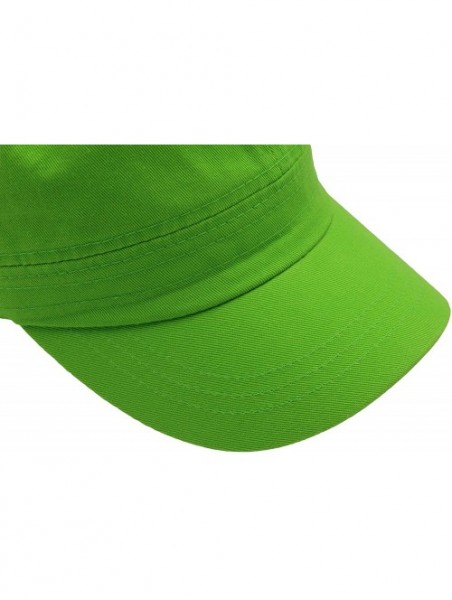 Baseball Caps Cadet Army Cap - Military Cotton Hat - Lime - CU12GW5UV7F $11.54