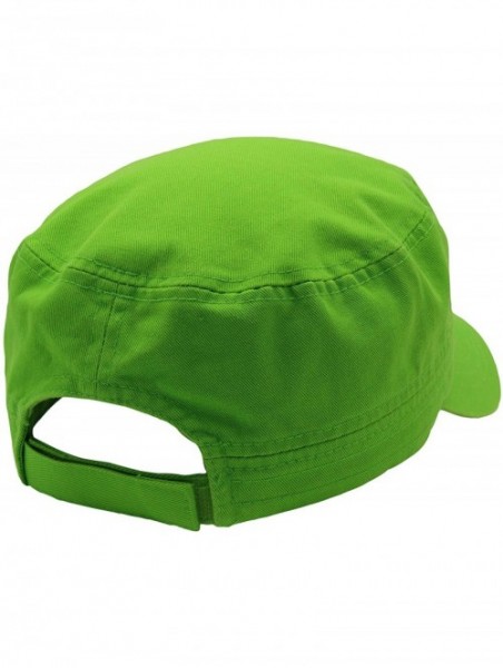 Baseball Caps Cadet Army Cap - Military Cotton Hat - Lime - CU12GW5UV7F $11.54