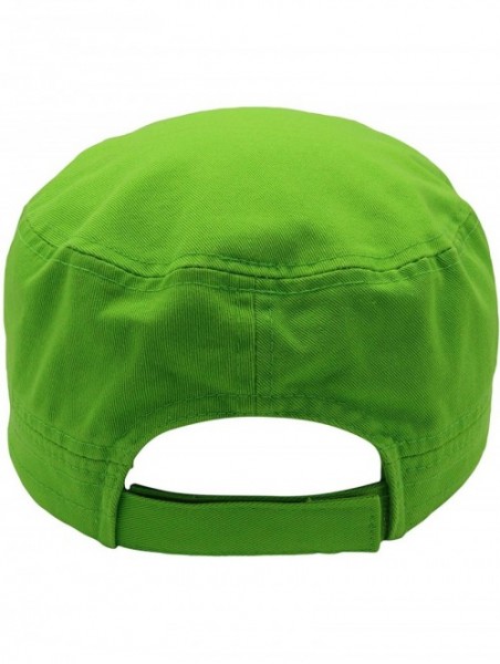 Baseball Caps Cadet Army Cap - Military Cotton Hat - Lime - CU12GW5UV7F $11.54