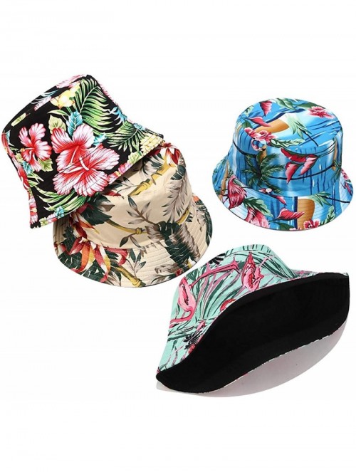 Bucket Hats Unisex Print Double-Side-Wear Reversible Bucket Hat - Flower Khaki - CK18WXQTZ2Y $14.14