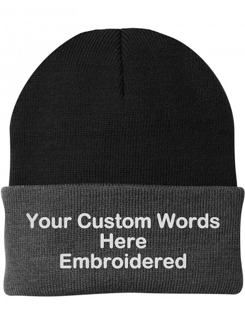 Skullies & Beanies Customize Your Beanie Personalized with Your Own Text Embroidered - Black/Athletic Oxford - C918IRCTCZM $2...