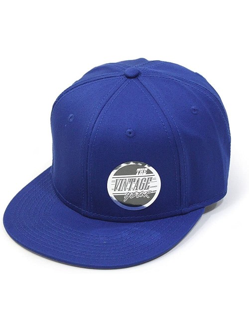 Baseball Caps Premium Plain Cotton Twill Adjustable Flat Bill Snapback Hats Baseball Caps - Royal - CE12BIX4K7N $20.10