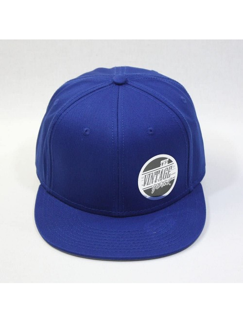 Baseball Caps Premium Plain Cotton Twill Adjustable Flat Bill Snapback Hats Baseball Caps - Royal - CE12BIX4K7N $20.10