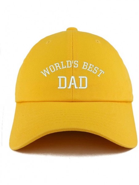 Baseball Caps World's Best Dad Embroidered Low Profile Soft Cotton Dad Hat Cap - Gold - C218D54WR92 $26.08