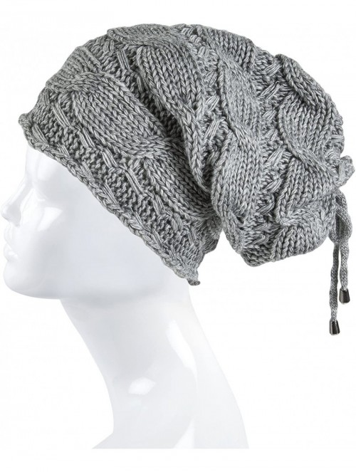 Skullies & Beanies Cable Knit Slouchy Chunky Oversized Soft Warm Winter Beanie Hat - Gray - CV186Y5DZOZ $12.38