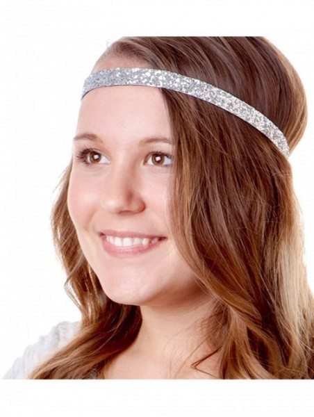 Headbands Girl's Adjustable Non Slip Skinny Bling Glitter Headband Multi Pack - Hot Pink/Silver/Black - CE11TOOQNER $15.47