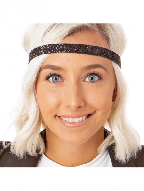 Headbands Girl's Adjustable Non Slip Skinny Bling Glitter Headband Multi Pack - Hot Pink/Silver/Black - CE11TOOQNER $15.47