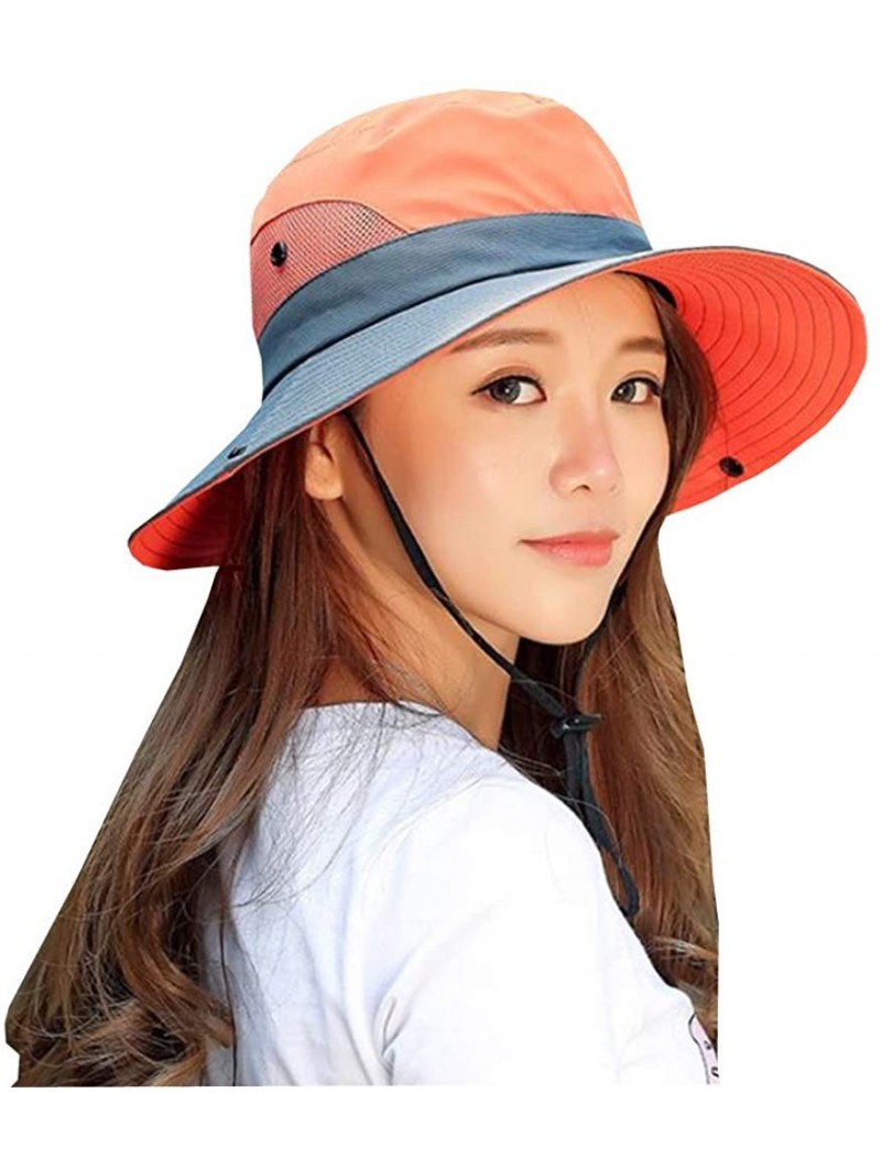 Bucket Hats Outdoor UPF 50+ UV Sun Protection Waterproof Breathable Wide Brim Bucket Sun Hat for Men/Women - Orange - CD18OZ0...