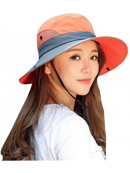 Bucket Hats Outdoor UPF 50+ UV Sun Protection Waterproof Breathable Wide Brim Bucket Sun Hat for Men/Women - Orange - CD18OZ0...