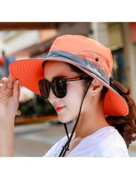 Bucket Hats Outdoor UPF 50+ UV Sun Protection Waterproof Breathable Wide Brim Bucket Sun Hat for Men/Women - Orange - CD18OZ0...