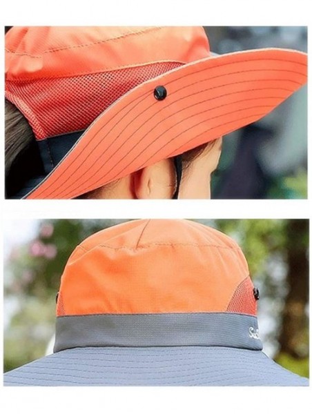 Bucket Hats Outdoor UPF 50+ UV Sun Protection Waterproof Breathable Wide Brim Bucket Sun Hat for Men/Women - Orange - CD18OZ0...