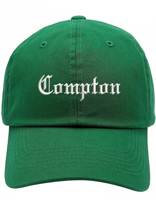 Baseball Caps Compton Text Embroidered Low Profile Soft Crown Unisex Baseball Dad Hat - Vc300_green - CB18S7Z7KEN $21.80