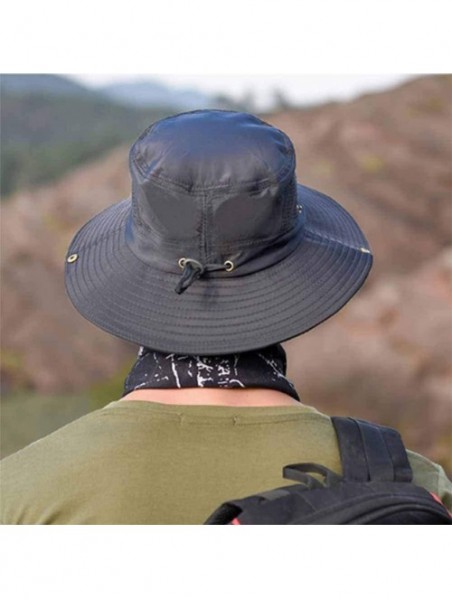 Sun Hats Sun Hat Men Protection Summer Bucket Wide Brim - Navy - CQ18UXMWU7C $15.30