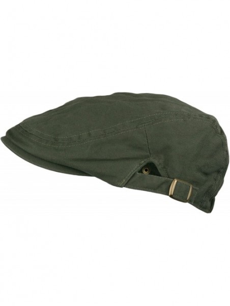 Newsboy Caps Men's Cotton Flat Cap IVY Gatsby newsboy Hunting Hat - Olive - CG11YLNHDPT $12.24