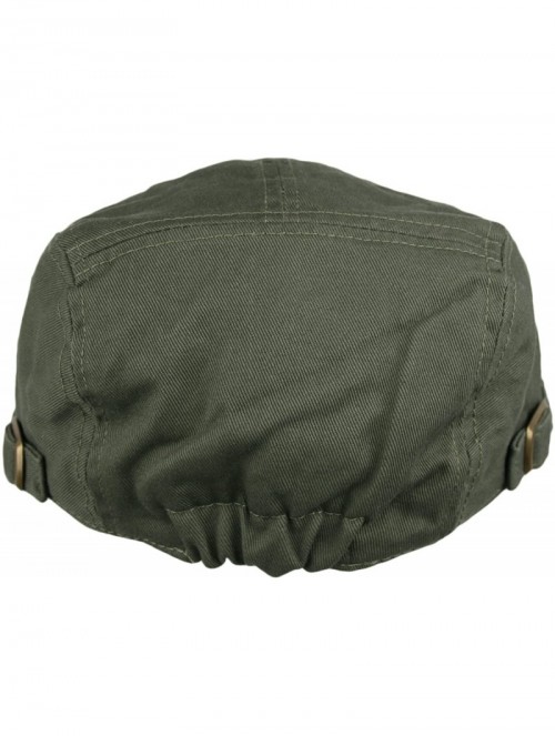 Newsboy Caps Men's Cotton Flat Cap IVY Gatsby newsboy Hunting Hat - Olive - CG11YLNHDPT $12.24