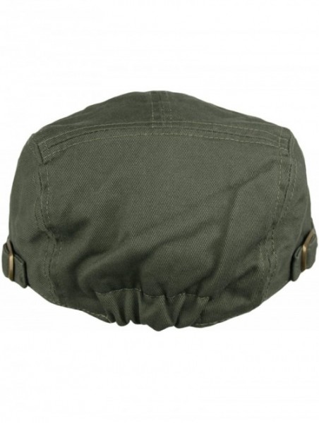 Newsboy Caps Men's Cotton Flat Cap IVY Gatsby newsboy Hunting Hat - Olive - CG11YLNHDPT $12.24