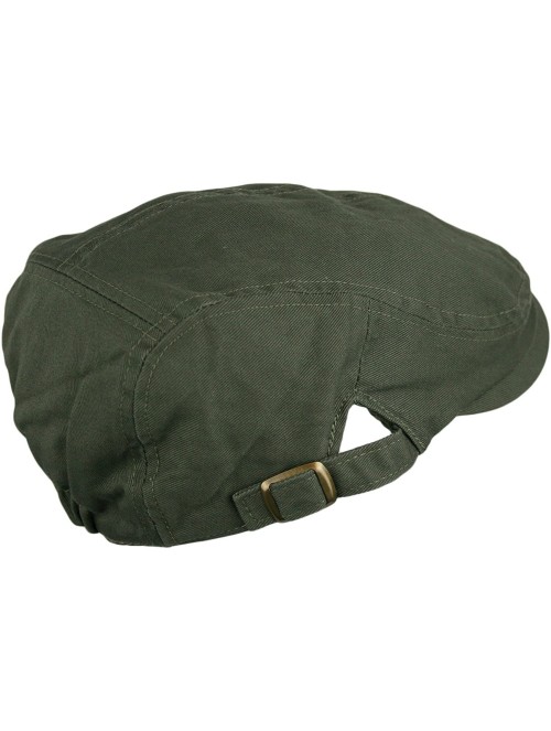 Newsboy Caps Men's Cotton Flat Cap IVY Gatsby newsboy Hunting Hat - Olive - CG11YLNHDPT $12.24