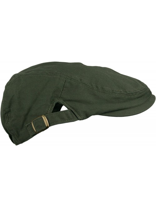 Newsboy Caps Men's Cotton Flat Cap IVY Gatsby newsboy Hunting Hat - Olive - CG11YLNHDPT $12.24