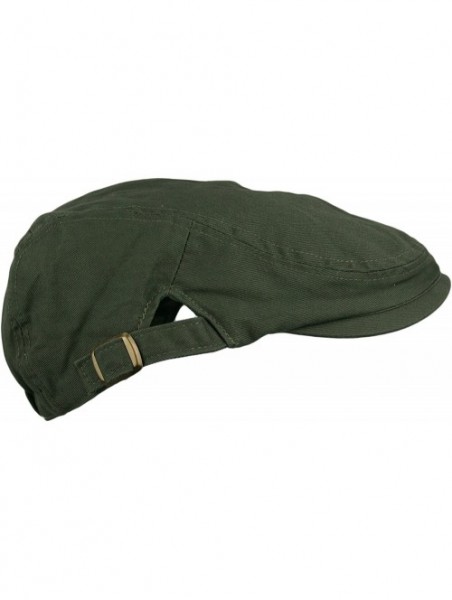 Newsboy Caps Men's Cotton Flat Cap IVY Gatsby newsboy Hunting Hat - Olive - CG11YLNHDPT $12.24