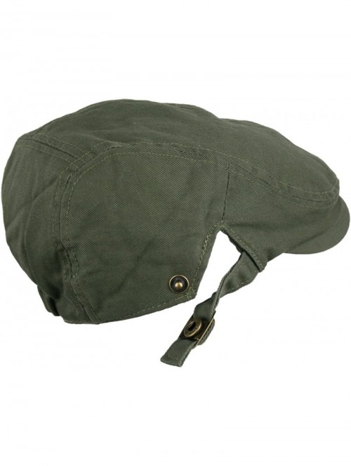 Newsboy Caps Men's Cotton Flat Cap IVY Gatsby newsboy Hunting Hat - Olive - CG11YLNHDPT $12.24