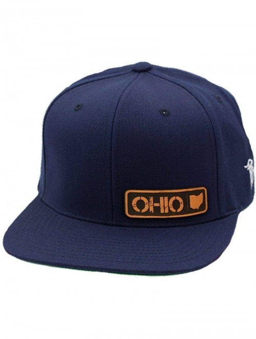 Baseball Caps 'Ohio Native' Leather Patch Snapback Hat - Navy - CJ18IGR9QYN $28.41