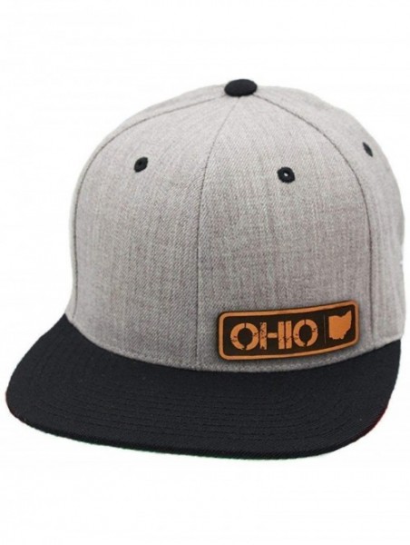 Baseball Caps 'Ohio Native' Leather Patch Snapback Hat - Navy - CJ18IGR9QYN $28.41