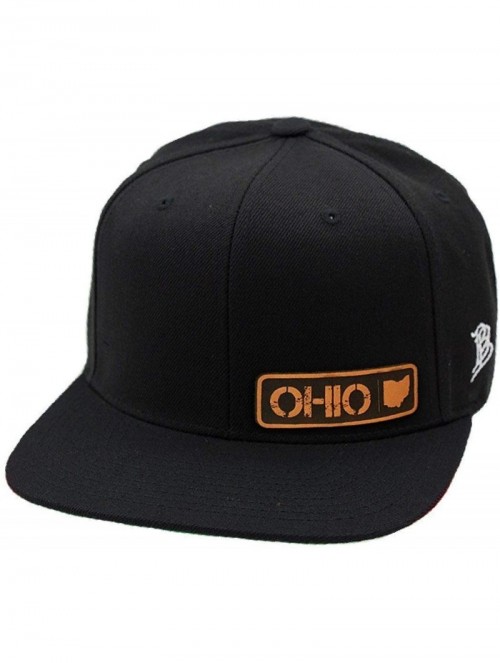 Baseball Caps 'Ohio Native' Leather Patch Snapback Hat - Navy - CJ18IGR9QYN $28.41