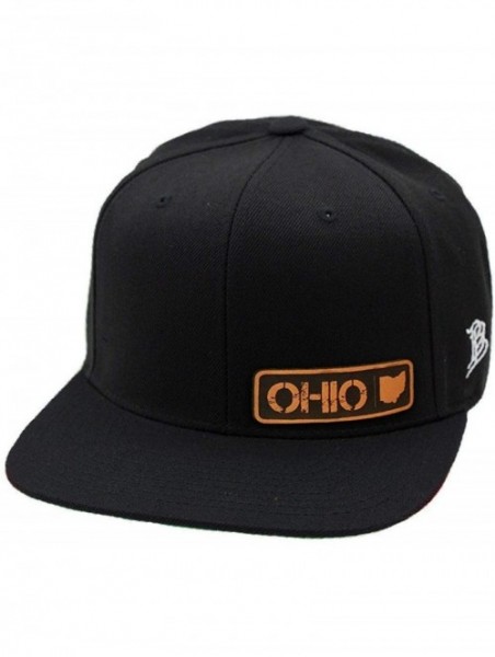 Baseball Caps 'Ohio Native' Leather Patch Snapback Hat - Navy - CJ18IGR9QYN $28.41