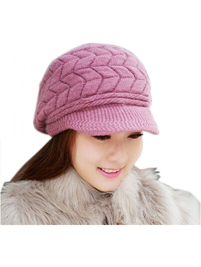 Skullies & Beanies Women Winter Beanie Hat Solid Knitted Beret Newsboy Skull Cap - Purple - CO18LHCK0D0 $9.48