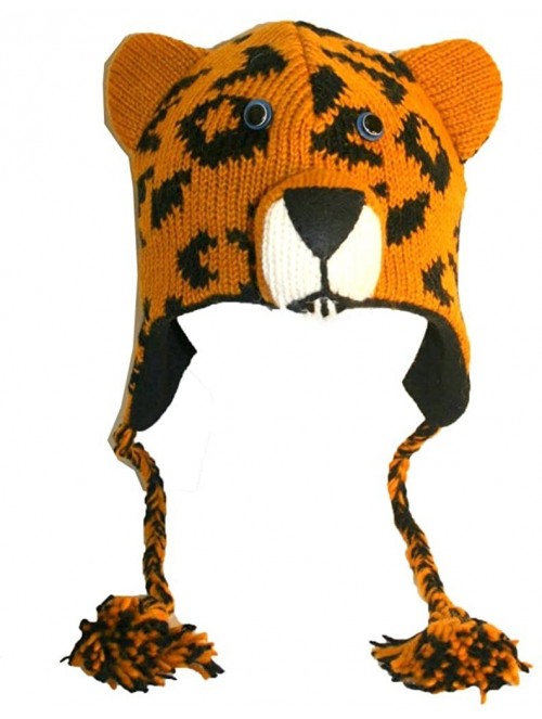 Skullies & Beanies Animal Hat Wool Fleece Lined Trapper Beanie Cap Adult Teenagers - Leopard - C611HNUX4CD $34.01