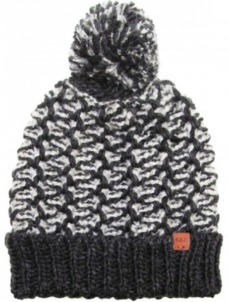 Skullies & Beanies Women's Winter Warm Thick Oversize Cable Knitted Beaine Hat with Pom Pom - (513) Dark Gray - CN184SS8OLM $...