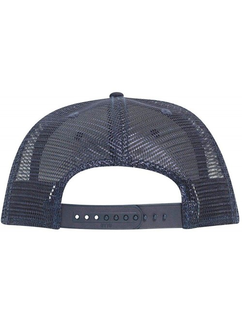 Baseball Caps SNAP Cotton Twill Round Flat Visor 6 Panel Mesh Back Trucker Snapback - Navy - CS180D5OQKE $17.43