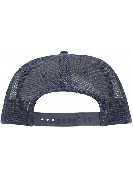 Baseball Caps SNAP Cotton Twill Round Flat Visor 6 Panel Mesh Back Trucker Snapback - Navy - CS180D5OQKE $17.43