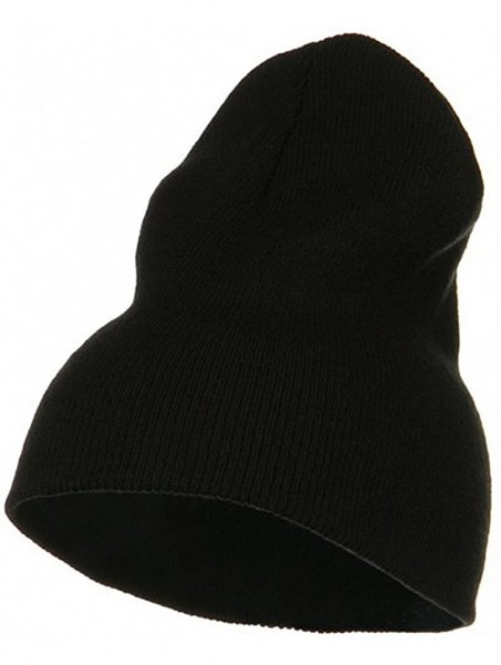 Skullies & Beanies Big Stretch Plain Classic Short Beanie - Black (for Big Head) - Black - CB115EH0TJ3 $25.63