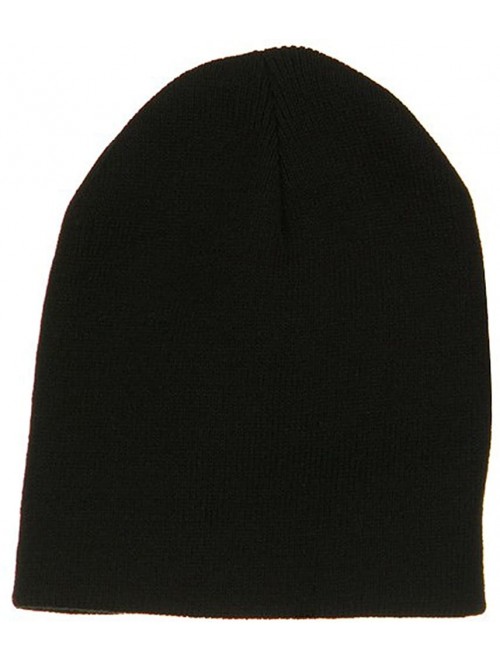 Skullies & Beanies Big Stretch Plain Classic Short Beanie - Black (for Big Head) - Black - CB115EH0TJ3 $25.63