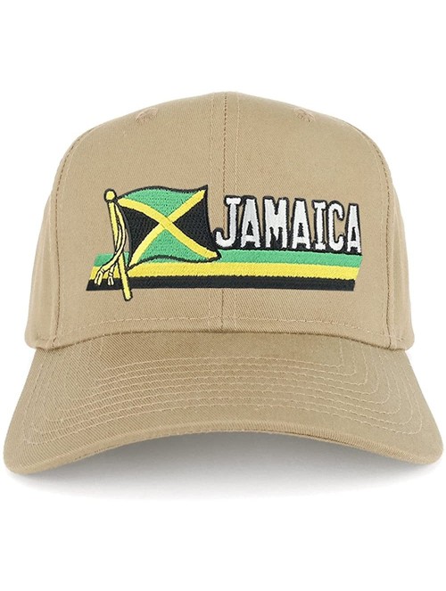Baseball Caps Jamaica Flag and Text Embroidered Cutout Iron on Patch Adjustable Baseball Cap - Khaki - CL12N7DC6VN $18.97