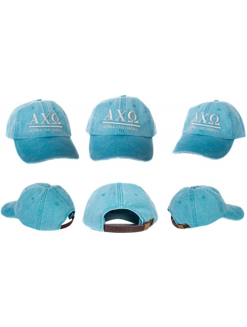 Baseball Caps Alpha Chi Omega (B) Sorority Embroidered Baseball Hat Cap Cursive Name Font AXO - Bright Blue - CK18DTIU3A2 $27.92