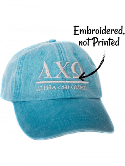 Baseball Caps Alpha Chi Omega (B) Sorority Embroidered Baseball Hat Cap Cursive Name Font AXO - Bright Blue - CK18DTIU3A2 $27.92