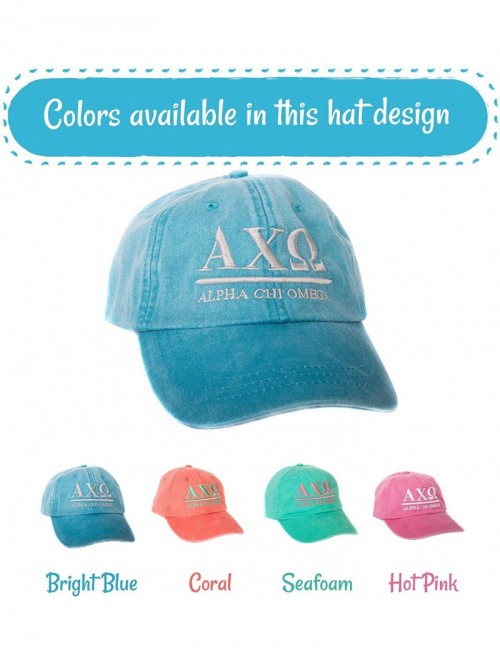 Baseball Caps Alpha Chi Omega (B) Sorority Embroidered Baseball Hat Cap Cursive Name Font AXO - Bright Blue - CK18DTIU3A2 $27.92