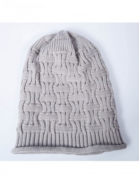 Skullies & Beanies Womens Slouchy Beanie Winter Knit Soft Hat for Women and Men - E-light Grey/Beige - CA18GU2HMLG $10.50