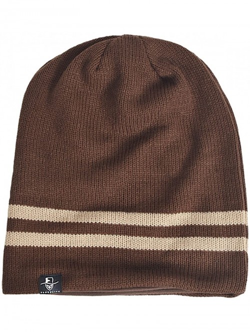 Skullies & Beanies FORBUSITE Knit Slouchy Beanie Hat Skull Cap for Mens Winter Summer - Brown Striped - CR1865MQWGX $18.83