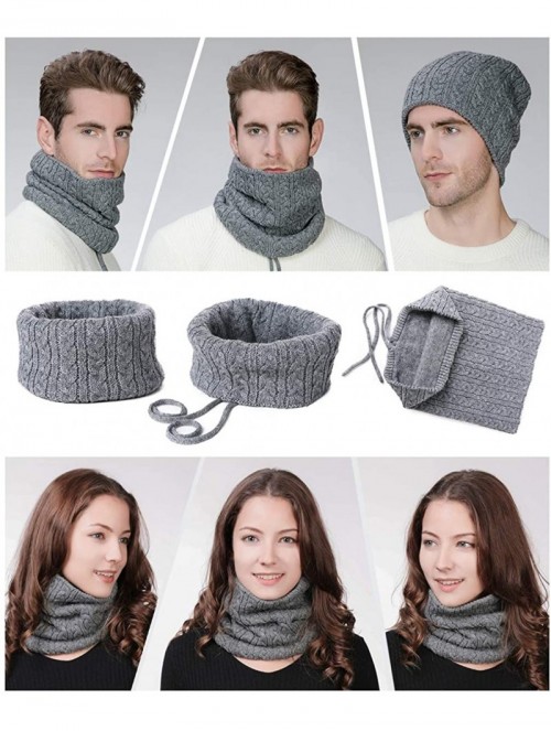 Skullies & Beanies Unisex Knit Beanie Visor Cap Winter Hat Fleece Neck Scarf Set Ski Face Mask 55-61cm - 99710-grey - CR18LL5...