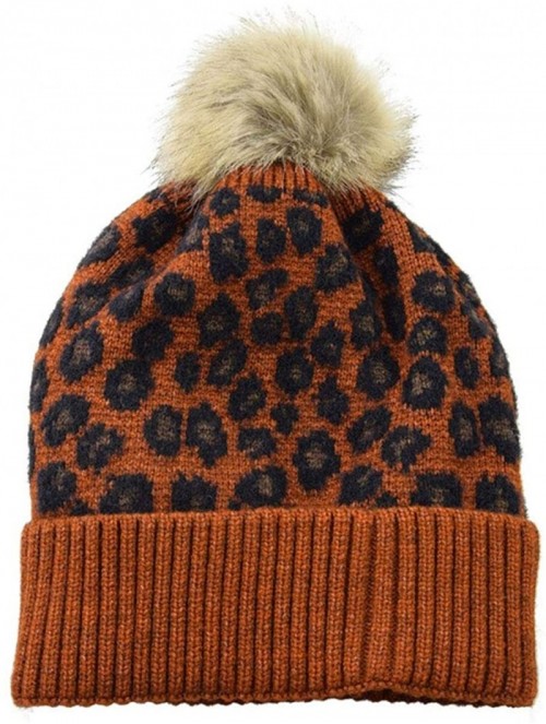 Skullies & Beanies Women Winter Leopard Hat Warm Fleece Lined Winter Beanie Hat Soft Fuzzy Knitted Cap - Single Hat-orange - ...