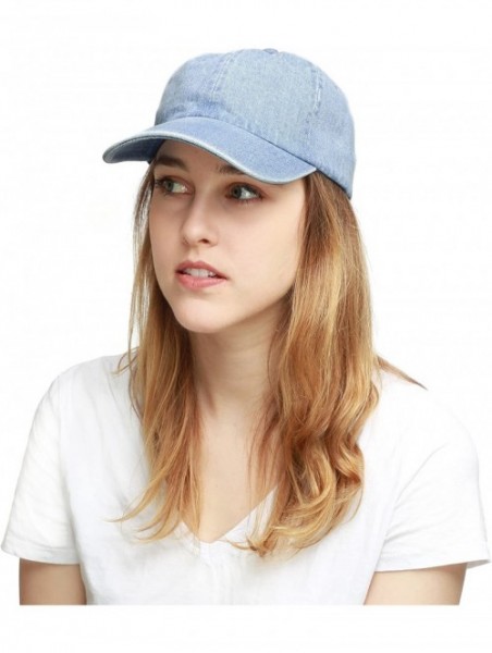 Baseball Caps Unisex Blank Washed Low Profile Cotton & Denim & Tie Dye Dad Hat Baseball Cap - Denim Blue - C512FN9S90R $15.73