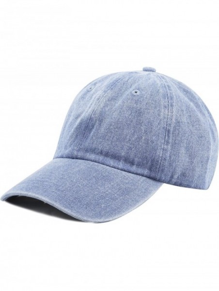 Baseball Caps Unisex Blank Washed Low Profile Cotton & Denim & Tie Dye Dad Hat Baseball Cap - Denim Blue - C512FN9S90R $15.73