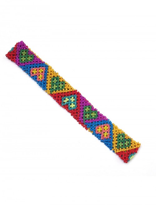 Headbands Native American Pattern Elastic Stretch Seed Bead Beaded Headband Hair Accessories (Red/Blue/Yellow Heart) - CE128D...