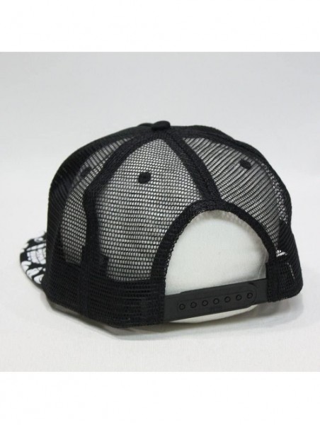 Baseball Caps Plain Cotton Twill Flat Brim Mesh Adjustable Snapback Trucker Baseball Cap - Flower/Black/Black - CC122TZG329 $...