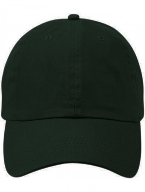 Baseball Caps Washed Low Profile Cotton and Denim Baseball Cap - Hunter Green - CR12O1Z0ULK $9.42